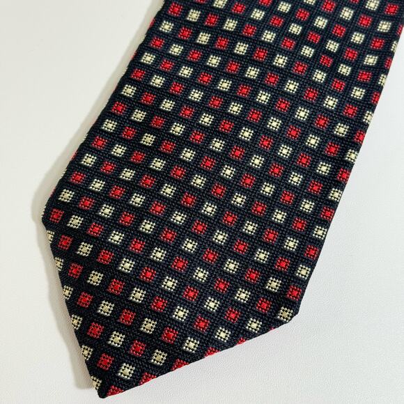 BALLY Italian Neck Tie Mens 60" Classic Silk Red Blue Geometric Fashion Italy - Picture 3 of 6